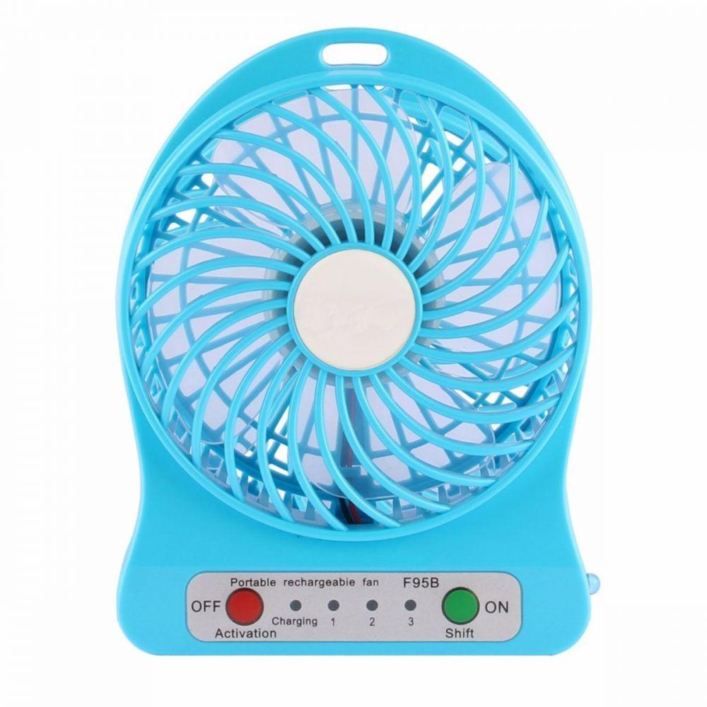 Mini Ventilador Portátil Mesa Usb Com 3 Velocidades Azul - 4