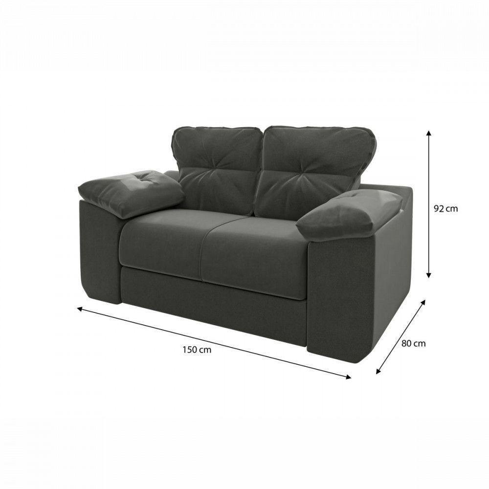 Conjunto Sofá 2 E 3 Lugares 1025 Veludo Cinza Mamflex Cinza - 5