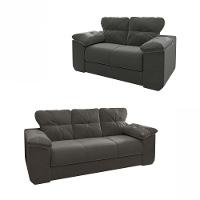 Conjunto Sofá 2 E 3 Lugares 1025 Veludo Cinza Mamflex Cinza - 1