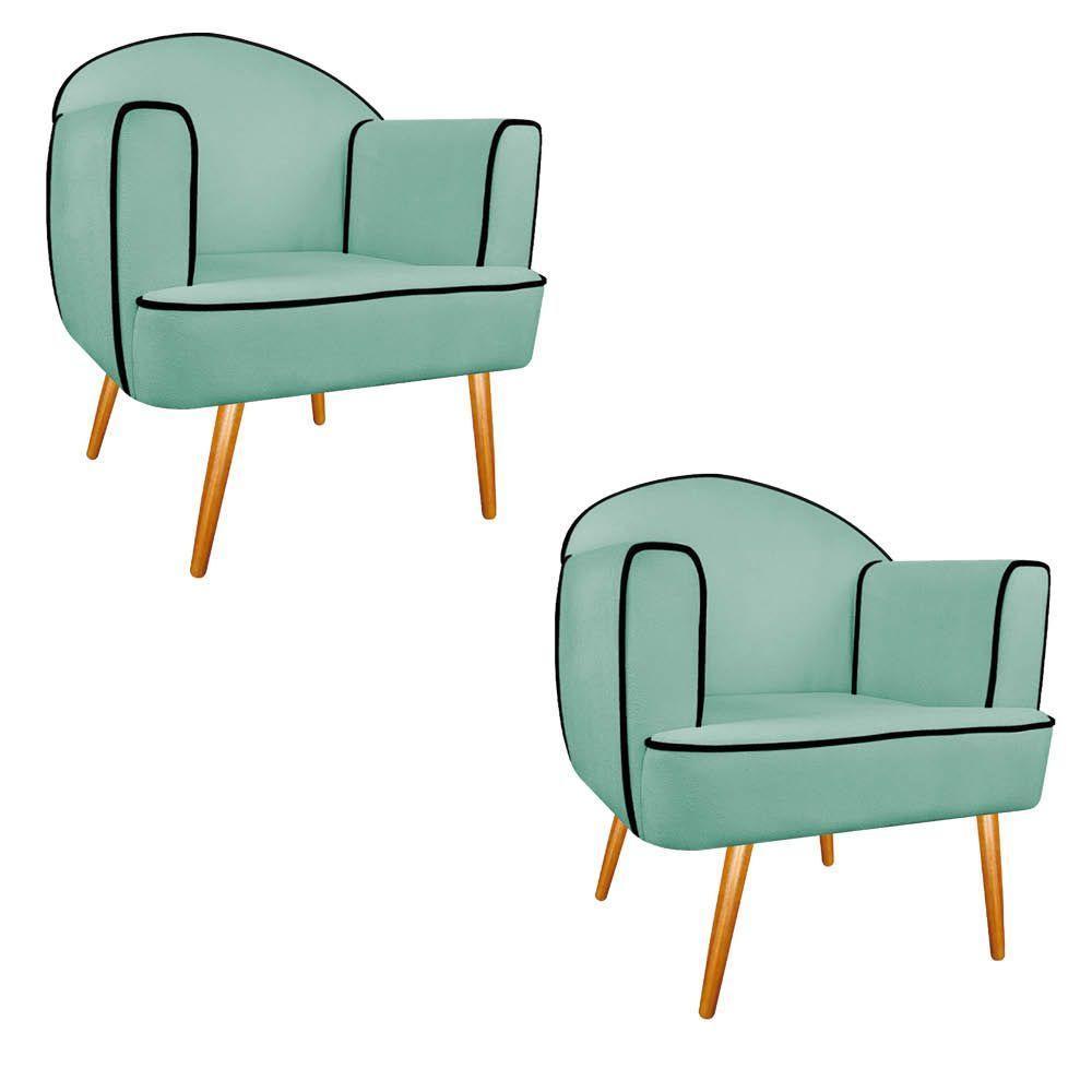 02 Poltronas Athena Pés Palito Linho - Doce Sonho Móveis - 1