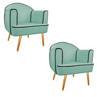 02 Poltronas Athena Pés Palito Linho - Doce Sonho Móveis - 1