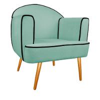 02 Poltronas Athena Pés Palito Linho - Doce Sonho Móveis