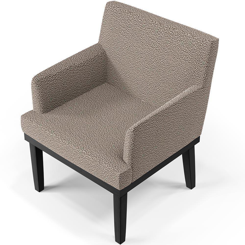 Kit 02 Poltronas Base Preto Beatriz W01 Bouclê Bege - 4