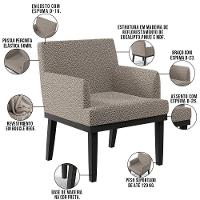 Kit 02 Poltronas Base Preto Beatriz W01 Bouclê Bege - 8