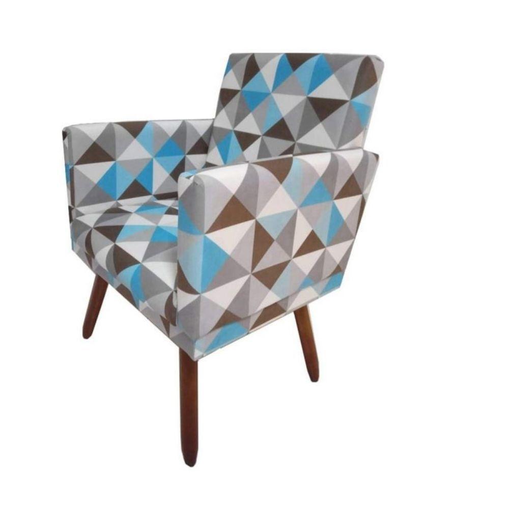 Kit 2 Poltronas Decorativas Nina Sala De Estar Triangulo Azul - 4