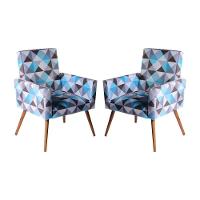 Kit 2 Poltronas Decorativas Nina Sala De Estar Triangulo Azul - 3