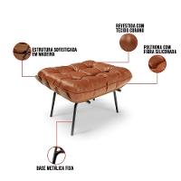 Kit 01 Poltrona E 01 Puff Costela Corano Nozes - 5