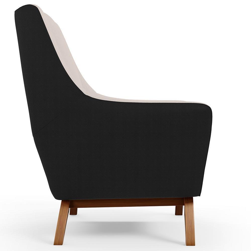 Kit 02 Poltronas Corano Preto C-05 Linho Cru C-443 - 3