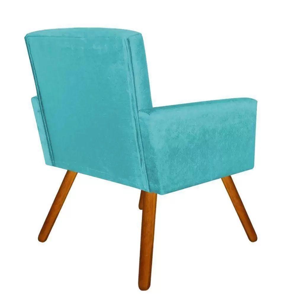 Kit 2 Poltronas Nina Sala De Estar Luxo Suede Azul Turquesa - 3