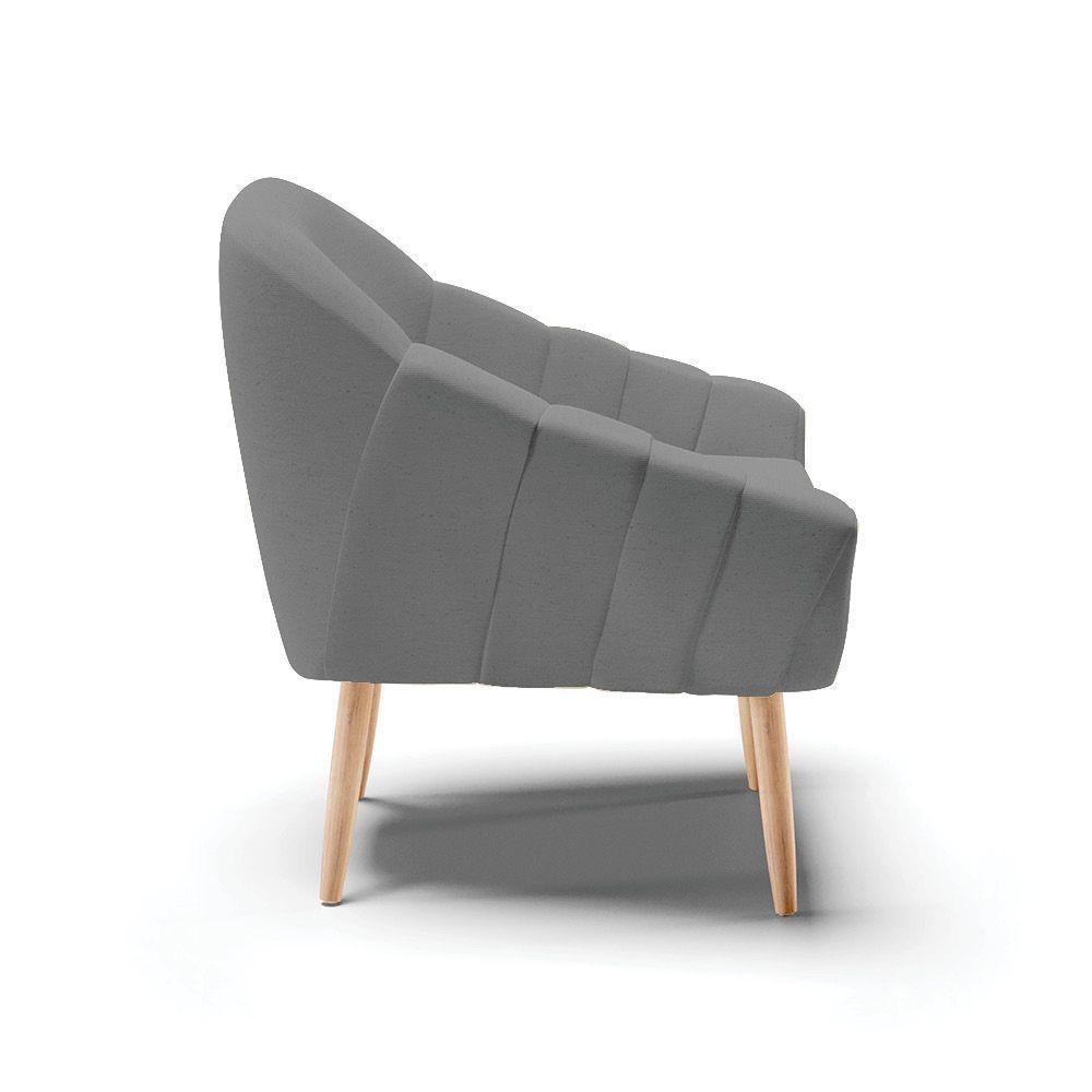 Kit 02 Poltronas Giovana Linho Natural A26 Grafite - 6