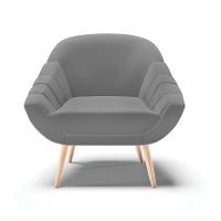 Kit 02 Poltronas Giovana Linho Natural A26 Grafite - 7