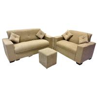 Kit Estofado Roma 3 E 2 Lugares Puff E Almofadas Capuccino - 1