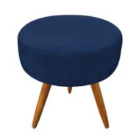 Kit 2 Poltronas/2 Puffs Redonda Veludo Azul Marinho