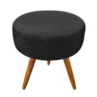 Kit 2 Poltronas/2 Puffs Redonda Veludo Preto