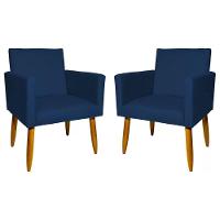 Kit 2 Poltronas Nina Sala De Estar Luxo Suede Azul Marinho - 1