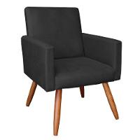 Kit 2 Poltronas/Namoradeira Veludo Preto Pés Palito Castanho - 5