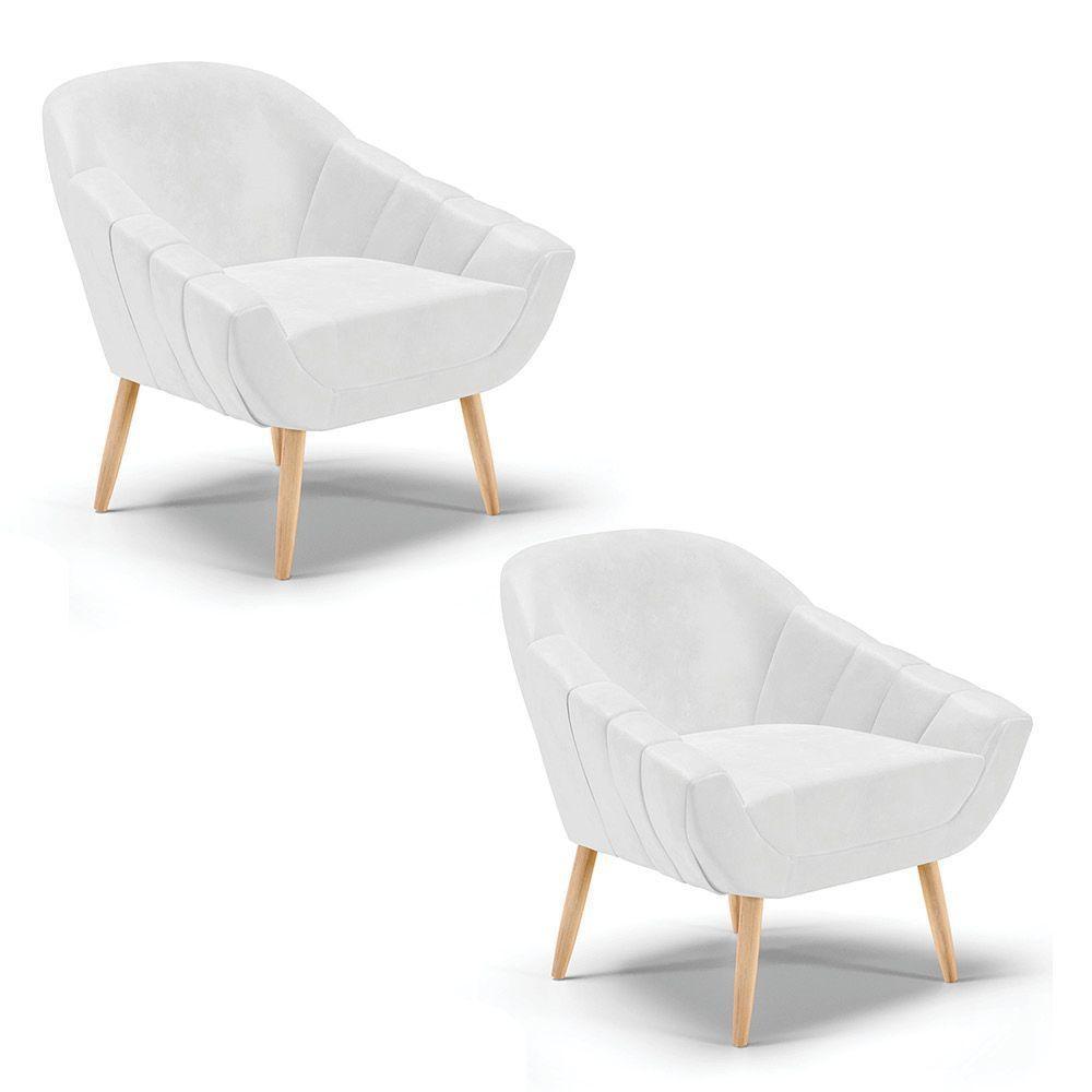Kit 02 Poltronas Giovana Corano Branco Natural - 1