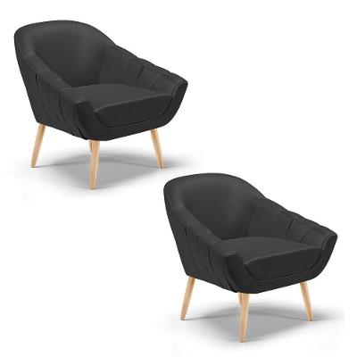 Kit 02 Poltronas Giovana Corino Preto Natural