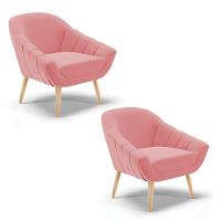 Kit 02 Poltronas Giovana Suede Natural Rose - 1
