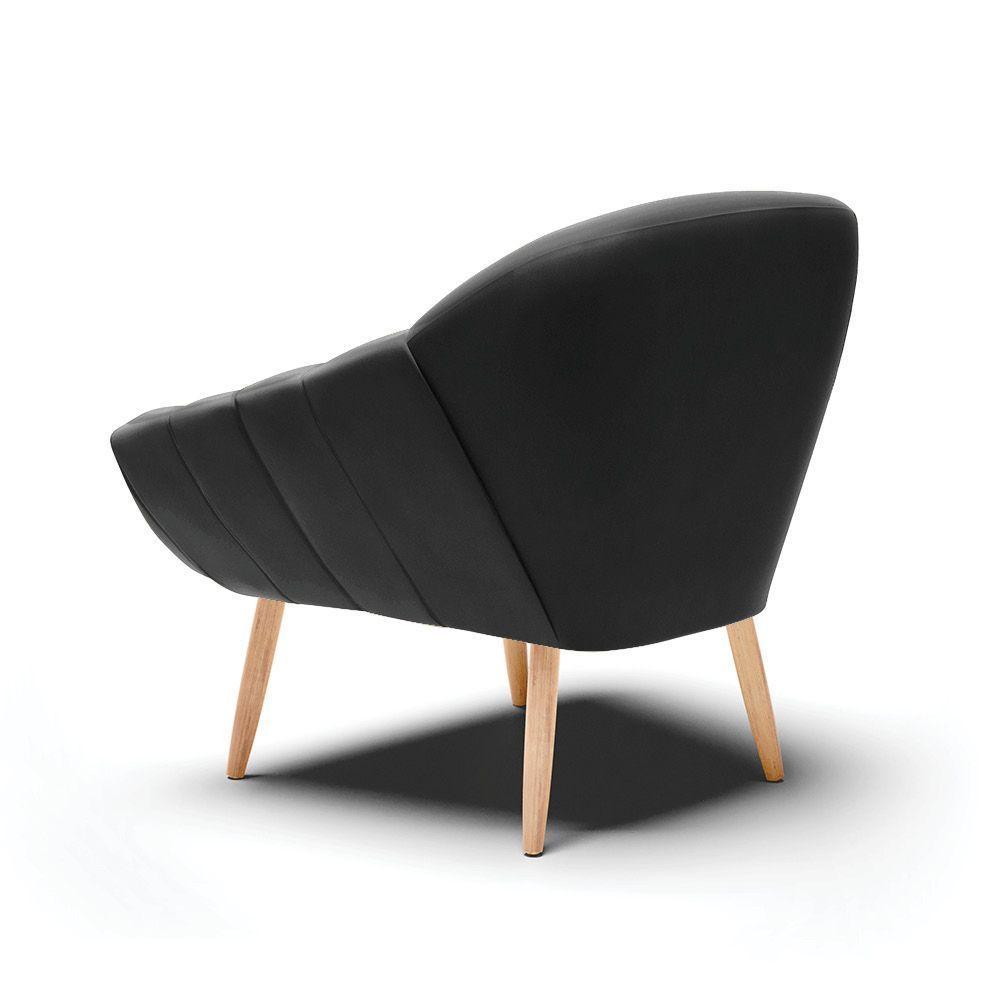 Kit 02 Poltronas Giovana Suede Natural Preto - 5