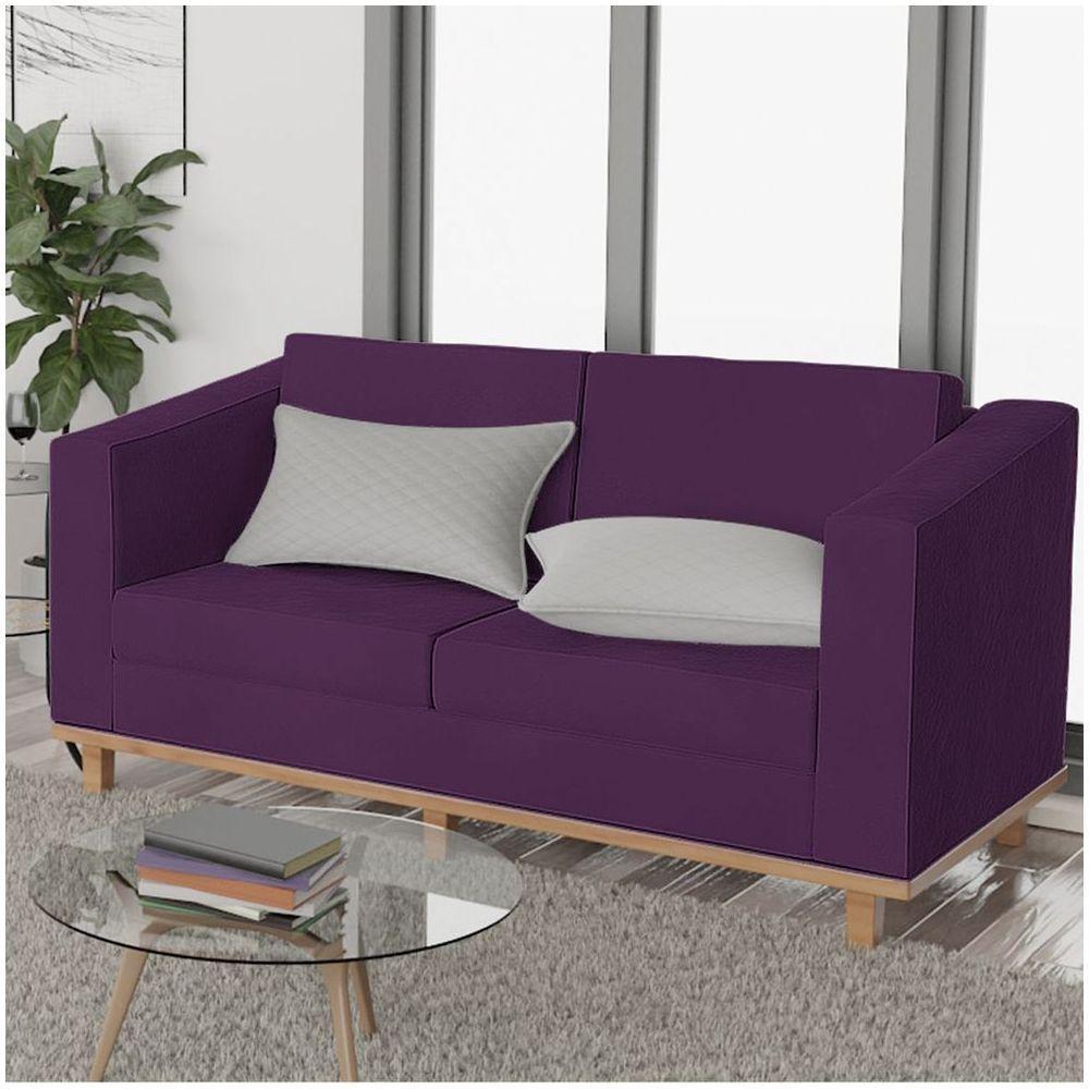 Kit Sofá 2 Lugares 2 Poltronas Europa Suede Roxo - 6
