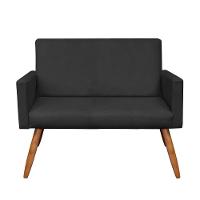 Kit Poltrona E Namoradeira Veludo Pés Palito Castanho Preto - 2