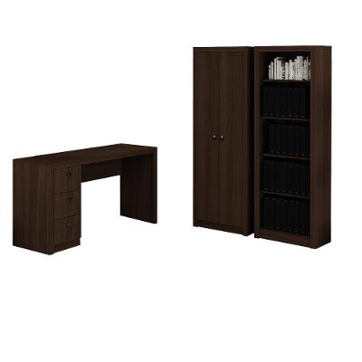 Escritório Com Mesa Para Computador 2 Estantes Carvalho