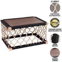 2 Poltronas Estofada Preta + Mesa Centro Corda Náutica - 3