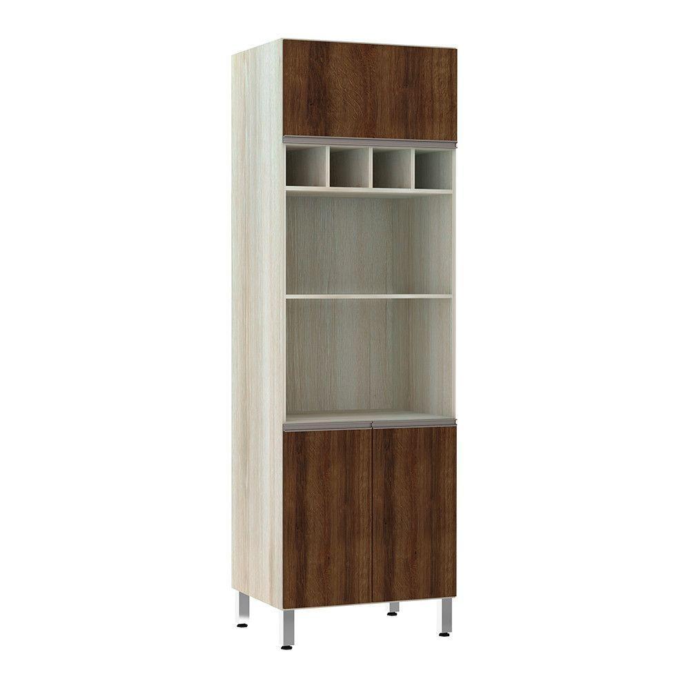 Paneleiro 70 Cm Duplo Nicho Luci Legno Crema C/ Dourado - 1