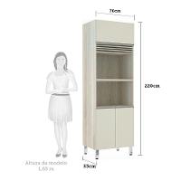 Paneleiro 70Cm 2 Nichos Para Microondas C/ Grade Superior De