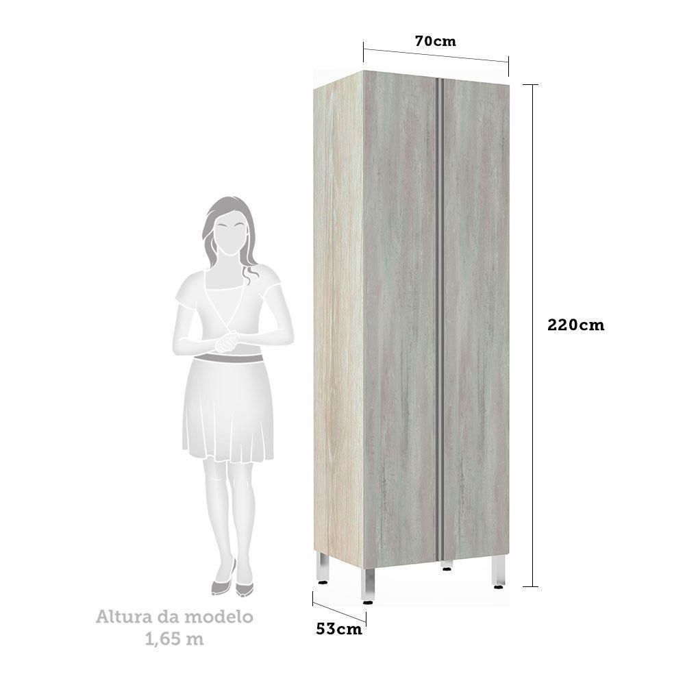 Paneleiro 70Cm Duplo 2 Portas Lis Legno Crema Com Concreto - 2