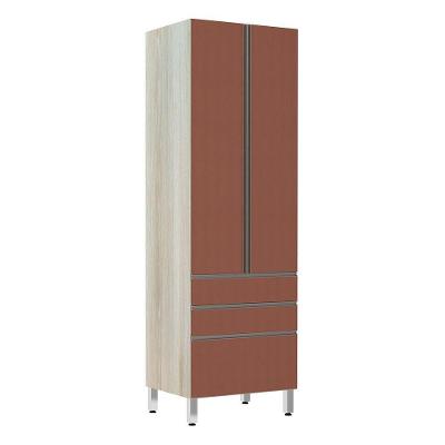 Paneleiro 70Cm 2 Gavetas 1 Gavetão Luci Legno Crema Com Gaia