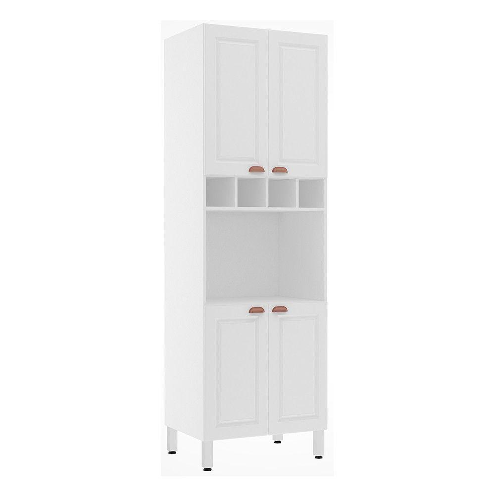 Paneleiro 70 Cm C/ 1 Nicho Microondas Cristal Branco C/ Bran - 1