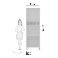 Paneleiro 70 Cm C/ 1 Nicho Microondas Cristal Branco C/ Bran - 3