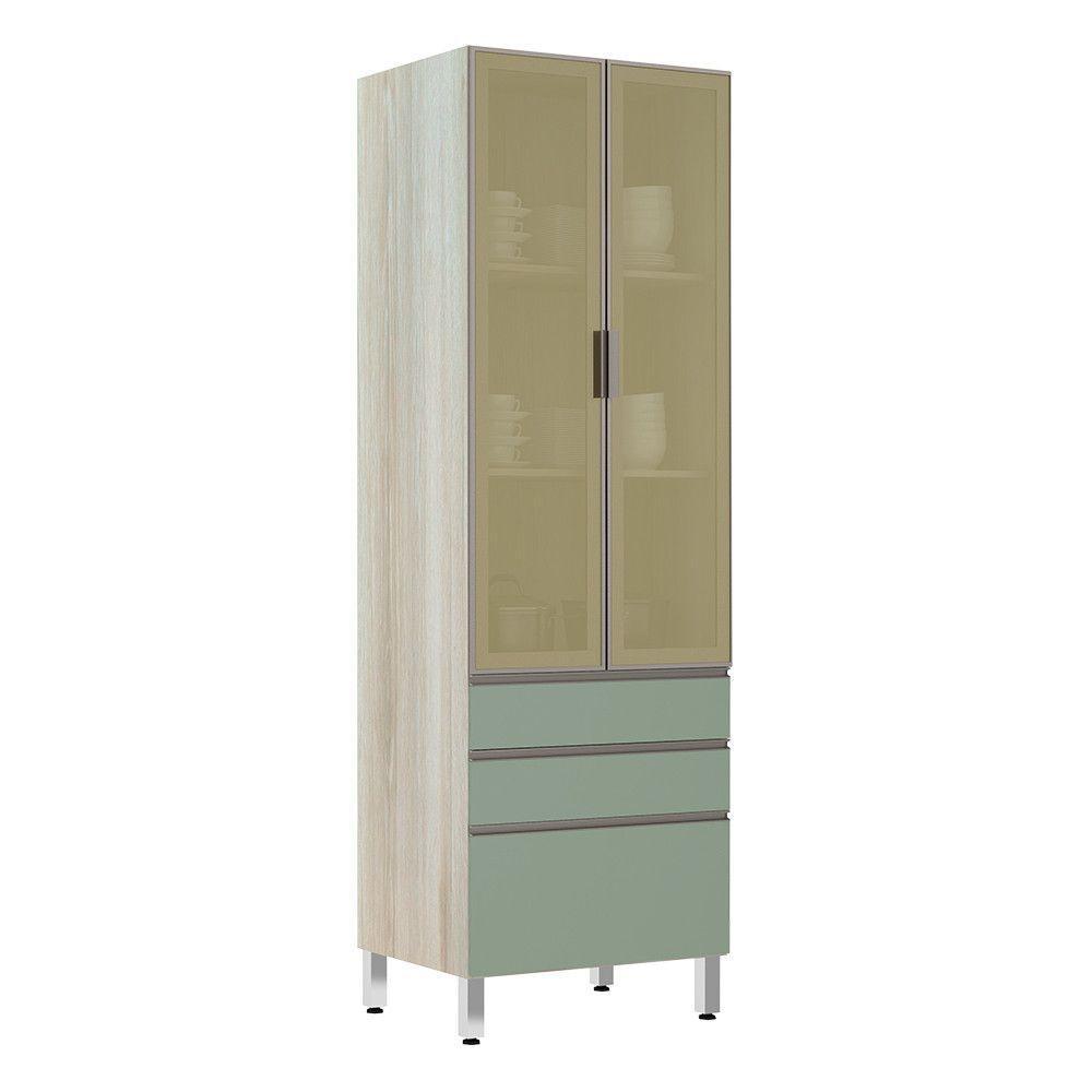 Paneleiro 70Cm Vidro Bronze Luci Legno Crema Com Verde Jade - 1