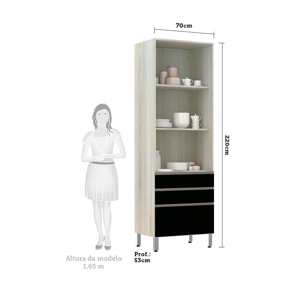 Paneleiro 70Cm Vidro Bronze Luci Legno Crema Com Preto Tx - 3