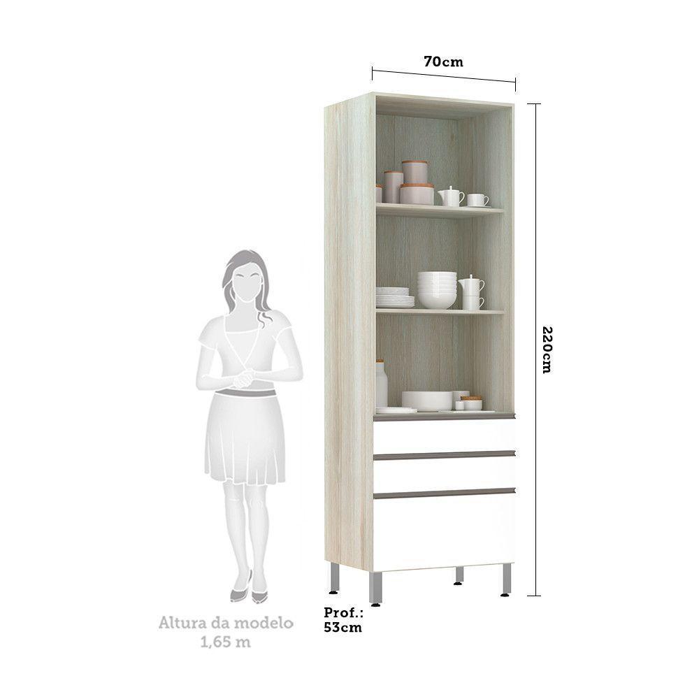 Paneleiro 70Cm Vidro Bronze Luci Legno Crema Com Branco - 3