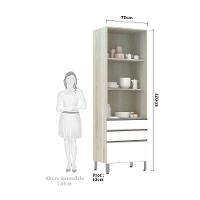 Paneleiro 70Cm Vidro Bronze Luci Legno Crema Com Branco - 5