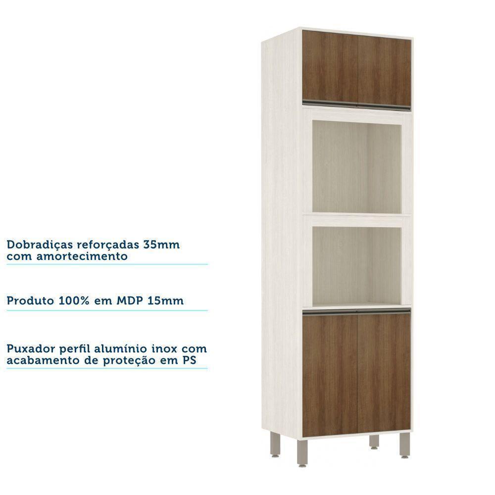 Paneleiro 70 Cm 2 Nichos 4 Portas Linea Luciane Móveis Pátina Ff-avelã Ff - 2