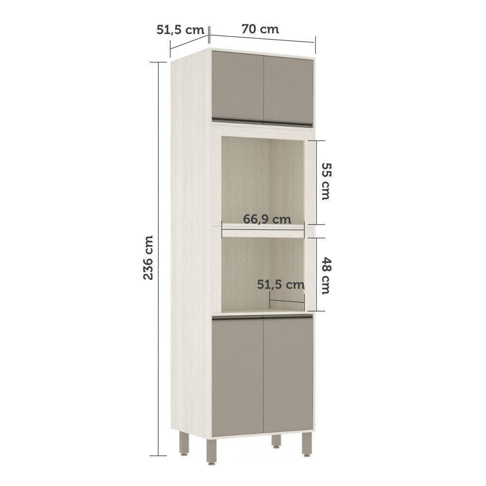 Paneleiro 70 Cm 2 Nichos 4 Portas Linea Luciane Móveis Pátina Ff-mocca Laca - 5