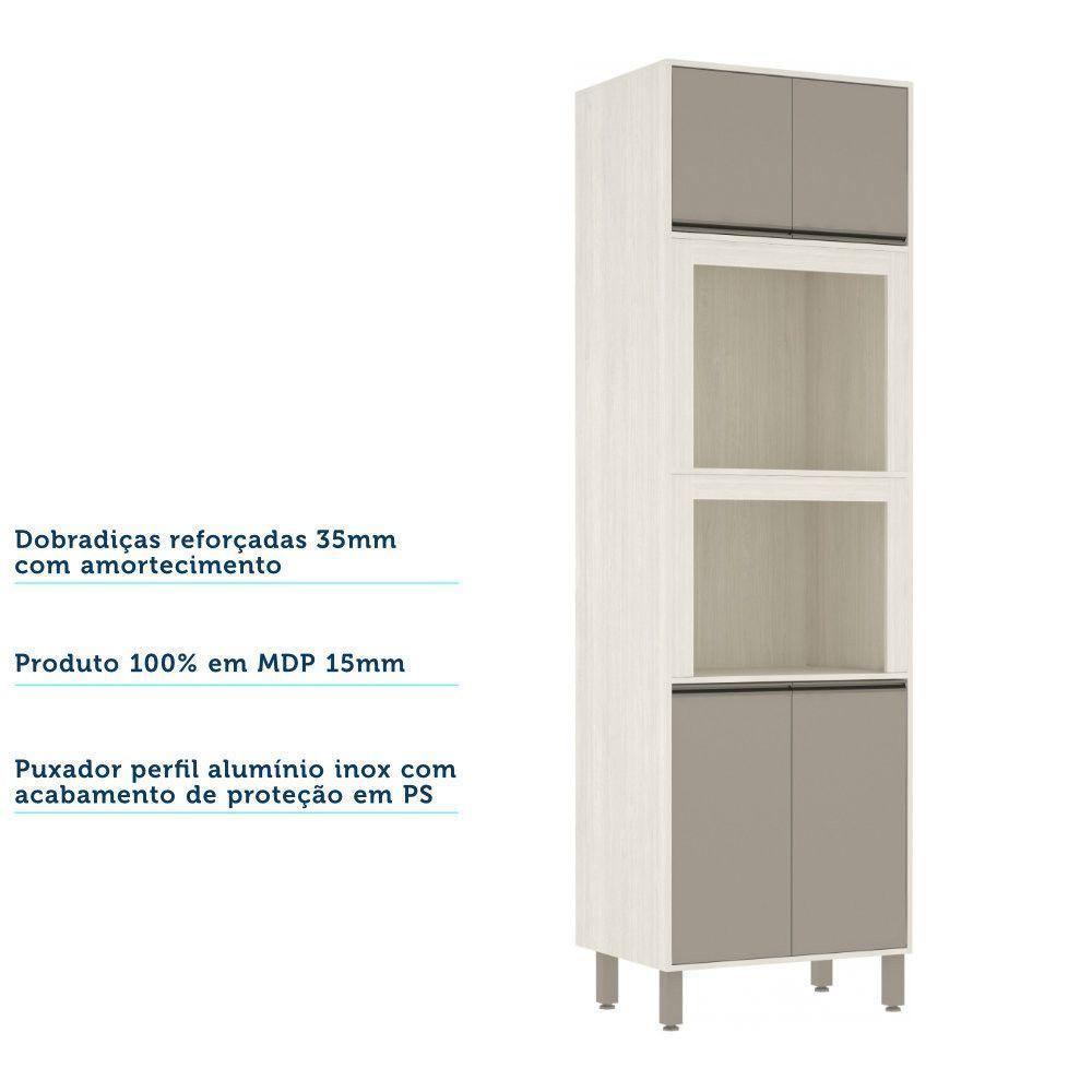 Paneleiro 70 Cm 2 Nichos 4 Portas Linea Luciane Móveis Pátina Ff-mocca Laca - 6