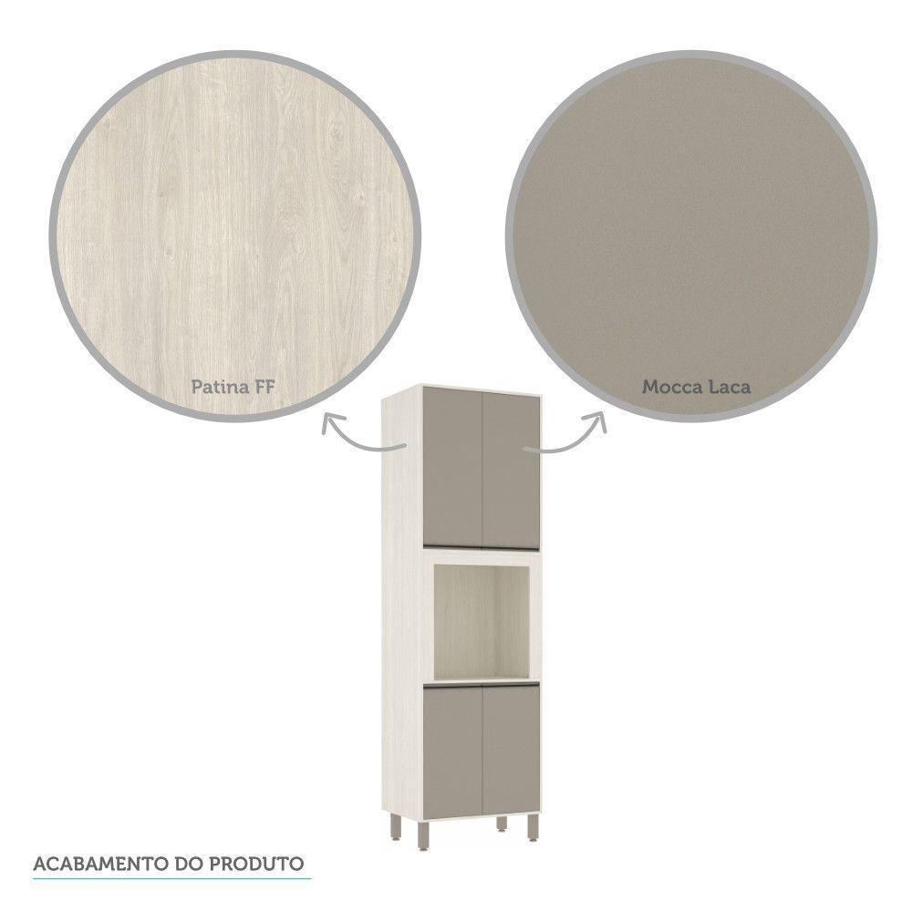 Paneleiro 70 Cm Nicho Microondas 4 Portas Linea Luciane Pátina Ff-mocca Laca - 6