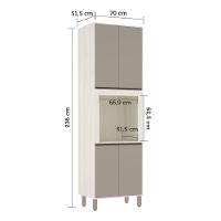 Paneleiro 70 Cm Nicho Microondas 4 Portas Linea Luciane Pátina Ff-mocca Laca