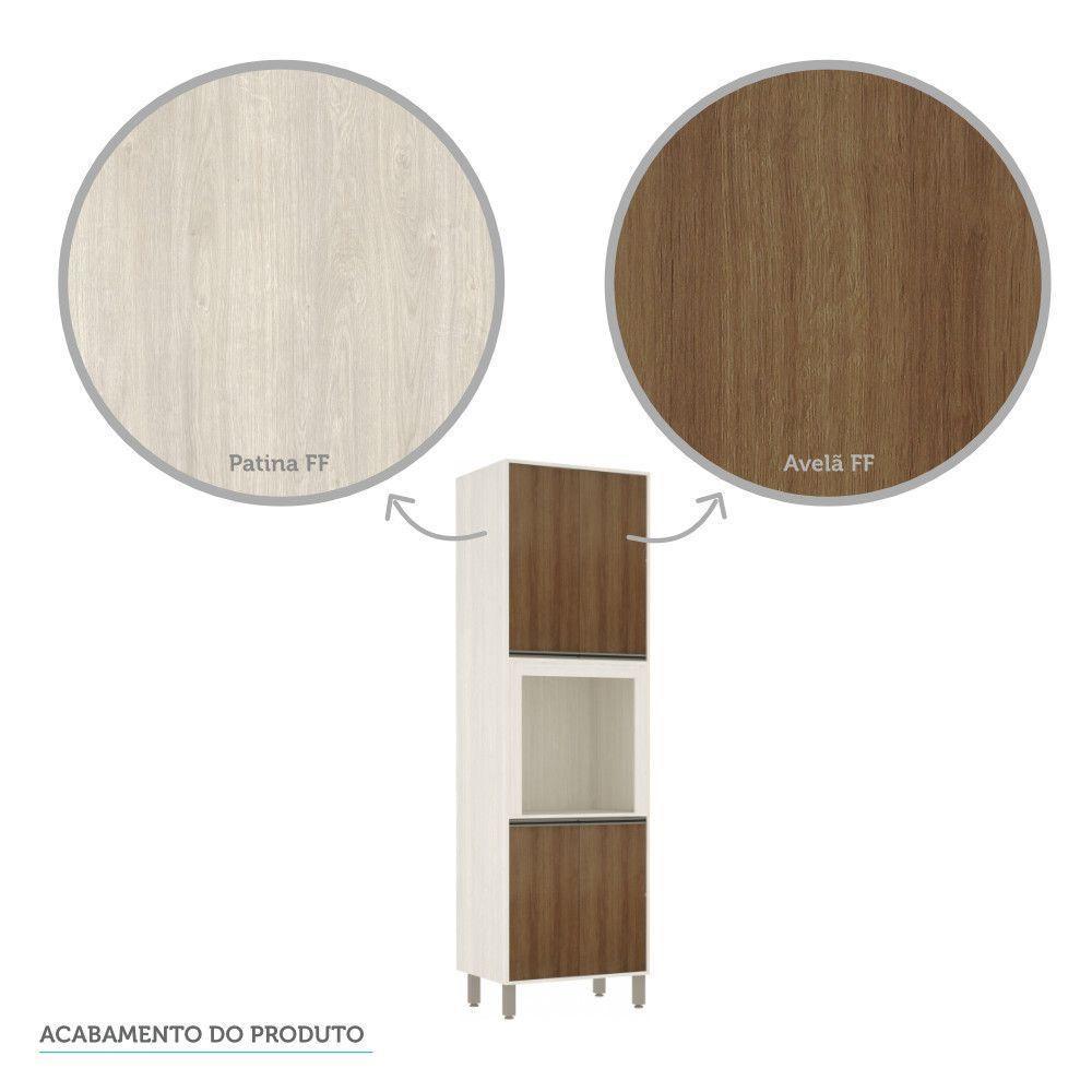 Paneleiro 70 Cm Nicho Microondas 4 Portas Linea Luciane Pátina Ff-avelã Ff - 2