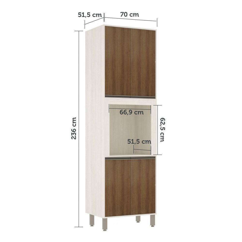 Paneleiro 70 Cm Nicho Microondas 4 Portas Linea Luciane Pátina Ff-avelã Ff - 5