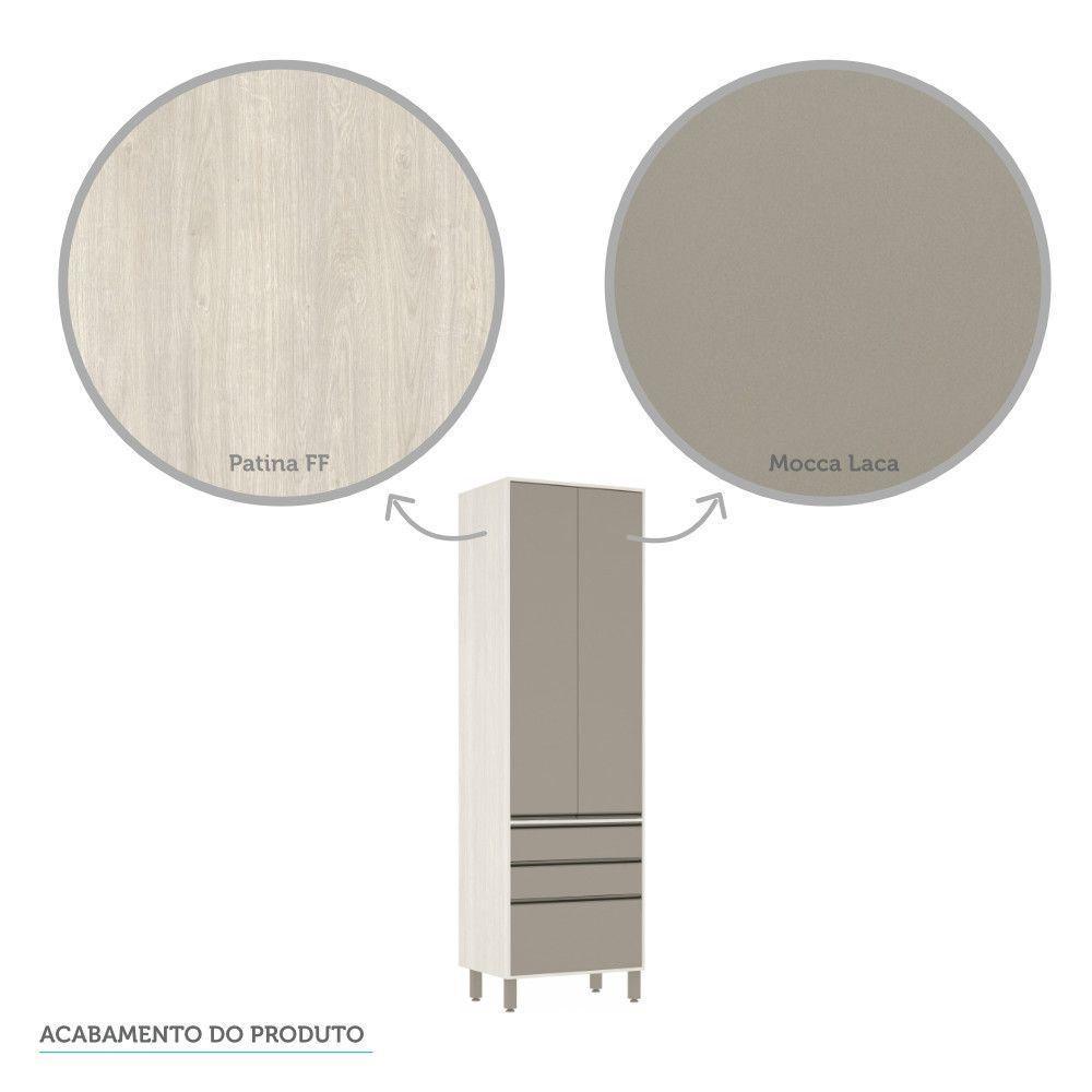 Paneleiro De Cozinha 70 Cm 2 Portas 3 Gavetas Linea Luciane Pátina Ff-mocca Laca - 3