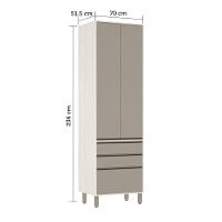 Paneleiro De Cozinha 70 Cm 2 Portas 3 Gavetas Linea Luciane Pátina Ff-mocca Laca - 7