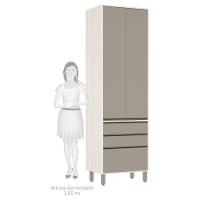 Paneleiro De Cozinha 70 Cm 2 Portas 3 Gavetas Linea Luciane Pátina Ff-mocca Laca - 8