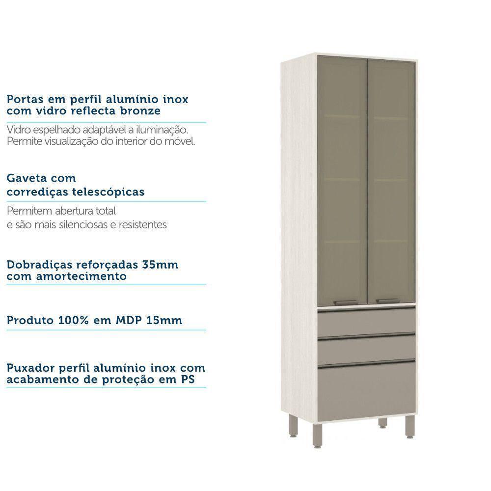 Paneleiro De Cozinha 70 Cm Bronze 3 Gavetas Linea Pátina Ff - 3