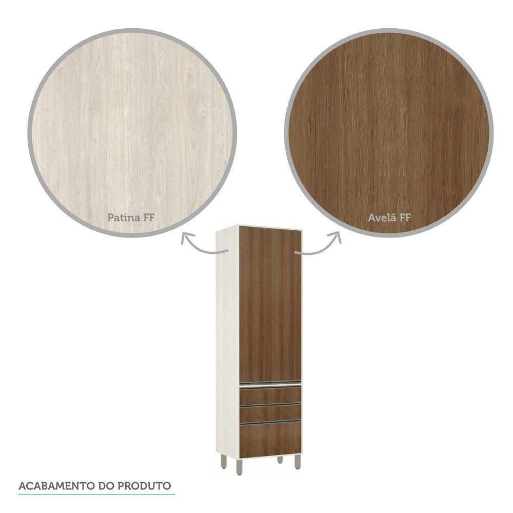 Paneleiro De Cozinha 70 Cm 3 Gavetas Linea Pátina Ff C/ Avel - 2